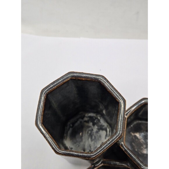 Hand Thrown Stegall Pottery TN Hexagonal Desk Organizer/Vase Signed - Picture 4 of 9